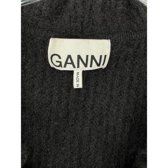 Ganni Womens Black Bead Embellished Knitted Alpaca Wool Cardigan Sz S - Picture 4 of 6